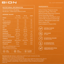 BION Orange nutrition information and electrolyte composition